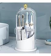 Delamu Covered Toothbrush Holder with 180° Dustproof Sliding Lid, Toothbrush Organizer with 360° ...