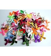 Colorful 100 Assorted Smallest Satin Ribbon Bows Size 10 mm. Tiny Embellishment Craft Artificial ...