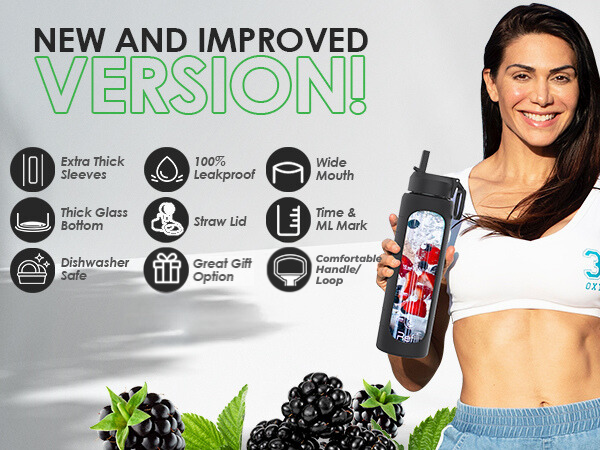 glass water bottle with measurements glass water bottles with protective sleeves mediciones