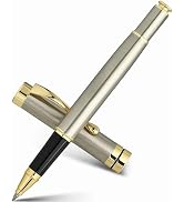 BEILUNER Ballpoint Pens, Stunning Silver Chrome Metal Pen with Golden Trim, Best Ball Pen Gift Se...