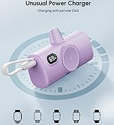 Tiny Purple Battery Pack Portable Charger for iPhone USB C Power Bank 5000mah Small External Emer...