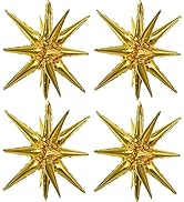 TONIFUL 4 Pcs 22inch 4D Huge Gold Star Balloons Explosion Star Mylar Foil Balloons for Party Supp...
