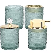 FEILANDUO Bathroom Accessories Set,4Pcs Glass Bathroom Accessories,Vanity Bathroom Decor, Soap Di...
