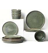 Pokini Dinnerware Sets, Microwave Safe Plates and Bowls Sets, Dishes Set for 4, Chip & Scratch Re...
