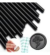 YOLAKIS 15Pcs Black Glue Gun Sealing Wax Sticks & 40Pcs Double Sided Adhesive Wax Seal Stickers, ...