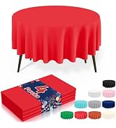 misaya 4 Packs Disposable Plastic Table Cloth, 84" Round Waterproof Tablecloth, Leakproof & Sturd...