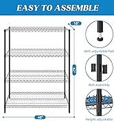 guan river 4 tier 1000 lbs Storage Rack Heavy Duty Display Shelves adjust black 48"l*18"w*62"h