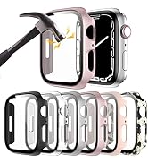 6 Pack Hard PC Case for Apple Watch 40mm SE(2022) Series 6/SE/5/4 with Tempered Glass Screen Prot...