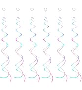 30 Pieces Iridescent White Hanging Swirls, Foil Swirl Hanging Decorations Plastic Steamers for Ce...