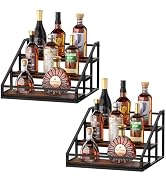 B4Life 2 Pack 3-Tier Liquor Bottle Display Shelf Bar Shelves for Liquor Bottles,Retro Liquor Shel...