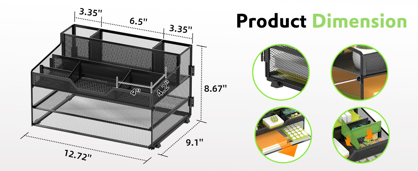 Size and Details of Desktop Storage
