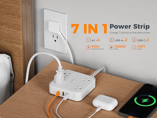 900J Surge Protector Power Strip