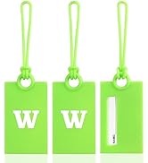 Vigorport Initial Luggage Tags for Suitcase, 3 Pack Bright Silicone Bendable Tags with Privacy Na...