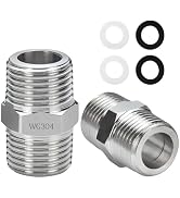 2 Pack Shower Hose Extension 1/2" to 1/2" Chrome Hex Nipple Water Line Adapter Used to Connect Tw...