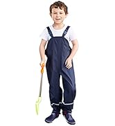 SSAWcasa Kids Rain Pants, Toddler Waterproof Boys Girls Pants, Mud Dirty Proof Rain Suspender Tro...