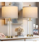 26" Gold Glass Table Lamps Set of 2, 3-Way Dimmable Touch Control Glass Lamps for Living Room, Mo...