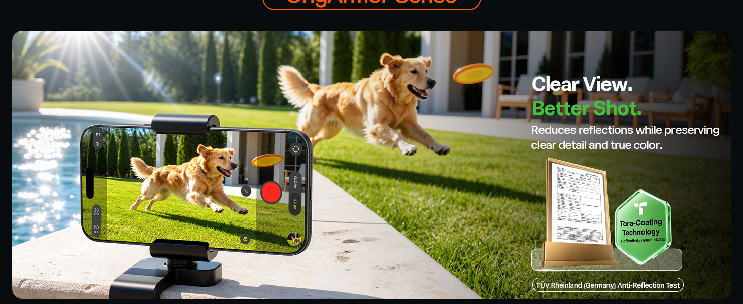 Clear View. Better Shot. Reduces reflections while preserving clear detail and true color.
