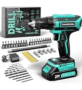 Cordless Drill, 20V MAX Power Drill Set with 2.0Ah Power Pack & Charger, 3/8 Inch Keyless Chuck, ...