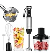 Blackcow Immersion Blender Handheld,Corded Hand Blender 800W 12-Speed,Titanium steel blade 5 in 1...