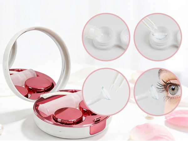 FlyingMage Contact Lens Case, 2 Pack Cute Portable Eye Contacts Travel Box with Mirror