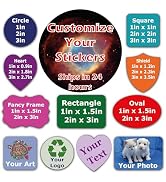 100, 1" Circle, Custom Stickers Labels. Add Logo, Photo, Text or Art Design and Make Your own Per...