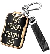 QBUC for Chevy Key Fob Cover,Soft TPU Car Key Case Protector with Leather Keychain Compatible wit...
