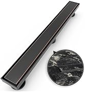 WEBANG 24 Inch Shower Linear Bronze Drain Rectangular Floor Drain with Accessories Reversible 2-i...