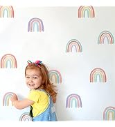 Watercolor Rainbow Wall Decals for Girls Bedroom 36 Pcs, Rainbow Stickers for Wall Mural Vinyl Pe...