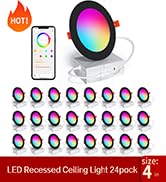 SikSog Black 24 Pack Smart Recessed Lighting 4 Inch RGBCW Color Changing 12W LED Downlight with J...