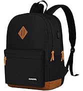 SUPACOOL Double Layers Lightweight Fashion Casual Anti-theft Laptop Backpack with USB Charging Po...