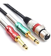 SiYear XLR Female to 6.35mm 1/4 inch Mono Male Audio Y Splitter Cable, Dual 6.35mm 1/4" Male to X...