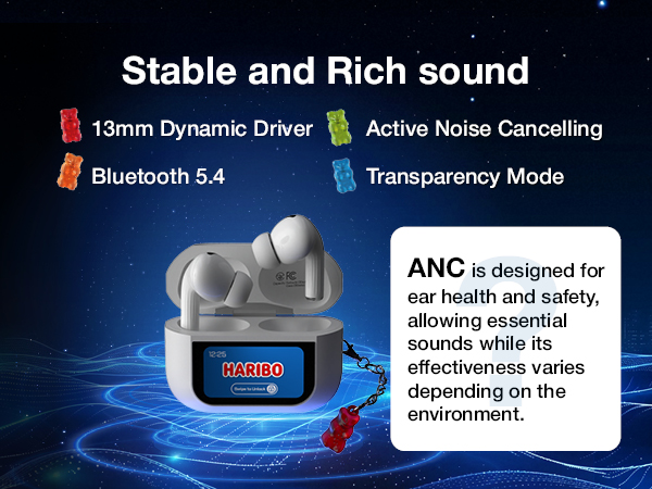 Haribo LCD Touch Screen Noise Cancelling Earbuds