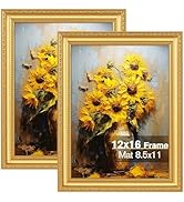 Splinterix 12x16 gold picture frames Set of 2, Ornate Vintage 12 x 16 gold photo frames for Wall ...