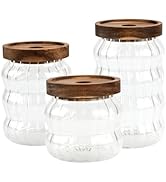 Glass Storage Containers with Wooden Lids, Airtight Glass Jar Kitchen Storage Container with Acac...