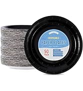 Tyzarglef Disposable Paper Plates Black, 50 Count 7” Dessert Cake Plates Bulk for Party Supplies,...