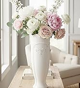 hjn White Ceramic Vase- French Flower Vase for Decor Tall Vintage Vases for Flowers/Home Decorati...