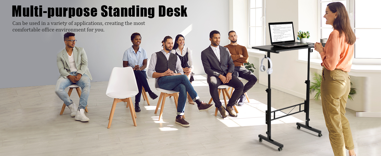 Small Mobile Standing Desk with Wheels