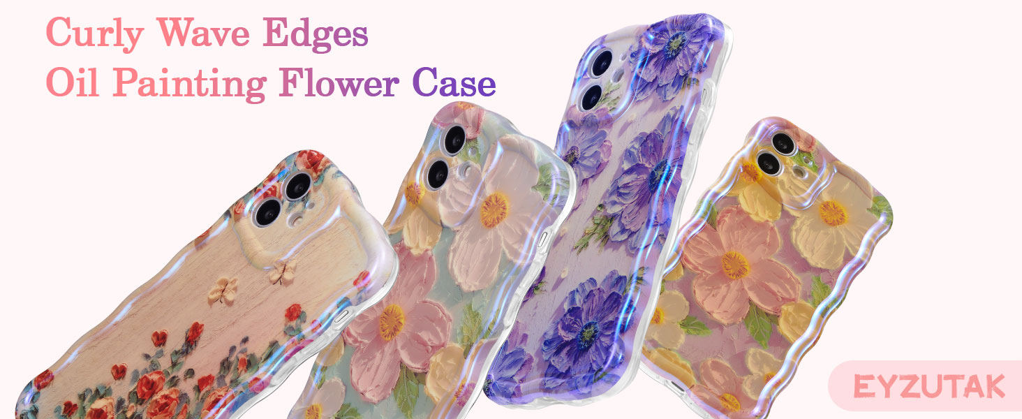 1(1)-Colorful Retro Oil Painting Flower Laser Phone Case