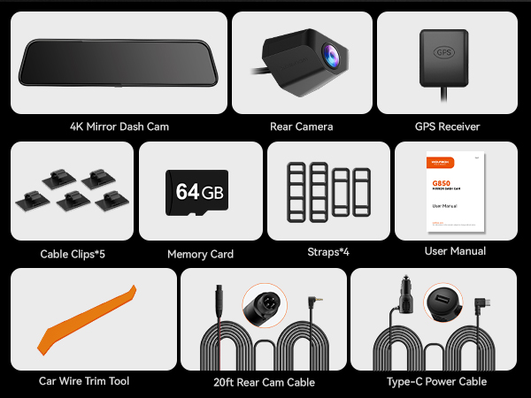mirror dash camera 4K