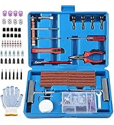 TILIBOTE Tire Repair Kit,117pcs Heavy Duty Tire Plug Kit,with Universal Tire Patch Kit to Plug Fl...