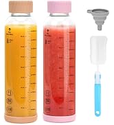 Zukro Borosilicate Glass Water Bottles with Stainless Steel Lid 20 oz | 2 Pack, BPA Free, Rubber ...