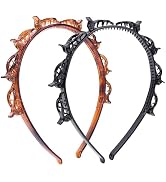 HFZRZFH 2 Pack Clip Headband for Twisty Bangs, 90s Hair Accessories for Women with 8 Mini Clips, ...