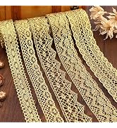 ZNZAKKA Gold Lace Trim 15 Yards Vintage Lace Ribbon for Sewing Crafts Gift Wrapping