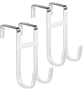 Over the Door Twin Metal Hooks with Plastic Coating 1 Year Returnless Refund 5.5" Fit 0.5" to 1 3...