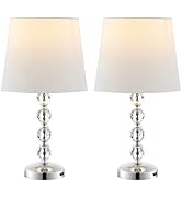 SAFAVIEH Lighting - Nola 16-Inch Crystal Ball Table Lamp Set of 2 - White Fabric Shade - Stacked ...