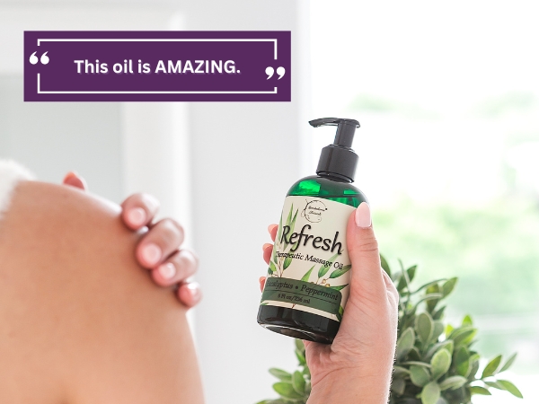 Refresh Massage Oil is moisturizing for full body massage.