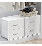 Smoproper 2 Pack Stackable Storage Drawers, Closet Drawers, White | Closet Organizers and Storage...
