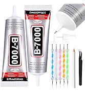 B7000 Adhesive Rhinestones Glue for Crafts, 2PCS 110ml / 3.7 fl oz B7000 Clear Glue with 5 Dottin...
