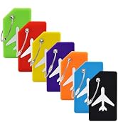 7 Pack Silicone Luggage Tag Baggage Handbag Travel Suitcase Tags with Name ID Card Perfect to Qui...