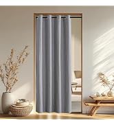 IGEMAEVE 100% Blackout Curtains for Bedroom 1 Panel, Light Grey Curtians 84 Inches Long Thermal I...